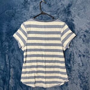 Striped Short-Sleeve Crewneck Tee - Blue and Cream